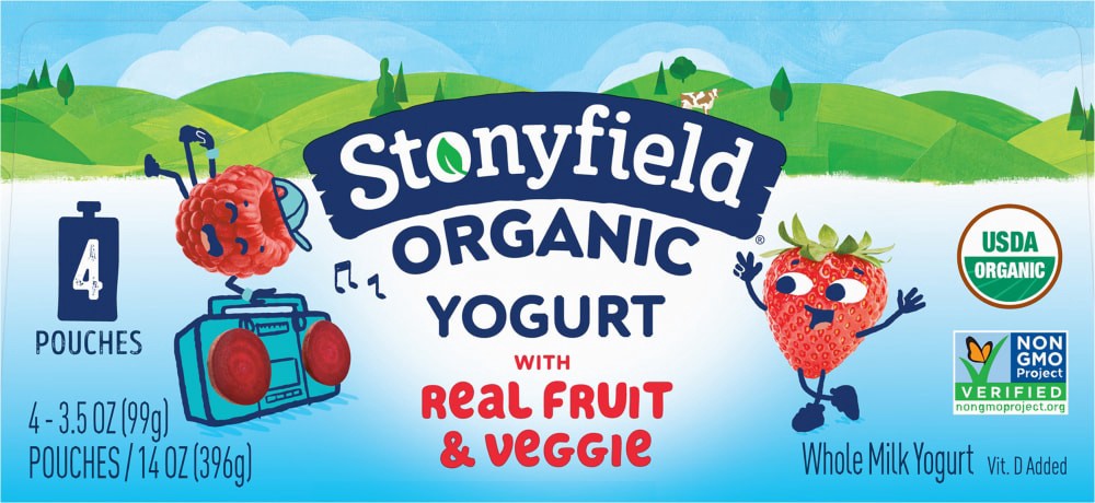 slide 2 of 5, Stonyfield Organic Whole Milk Strawberry Beet Berry Yogurt 4 - 3.5 oz Pouches, 4 ct