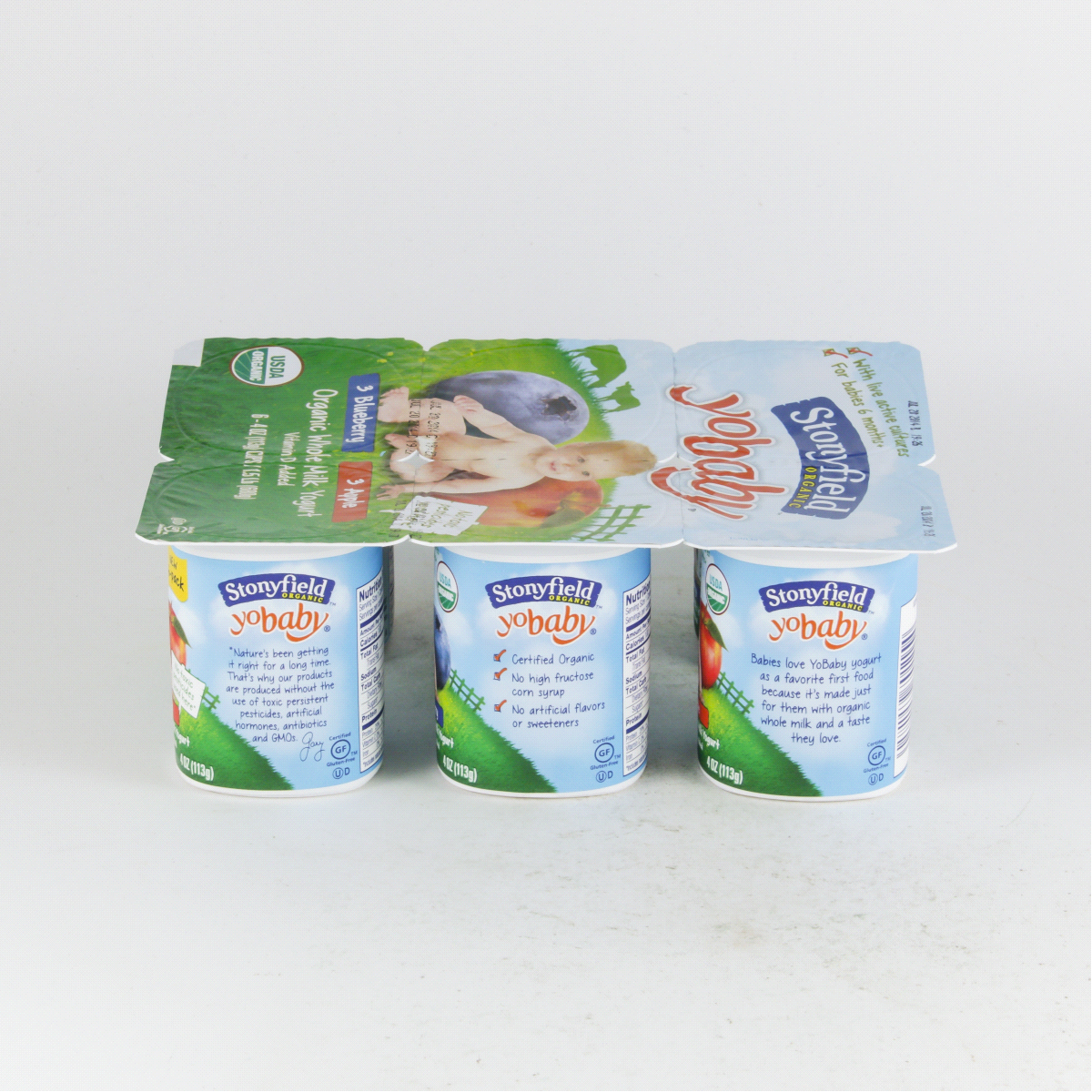 slide 4 of 4, Stonyfield Organic YoBaby 6+ Months Whole Milk Apple & Blueberry Yogurt 6 - 4 oz Cups, 6 ct