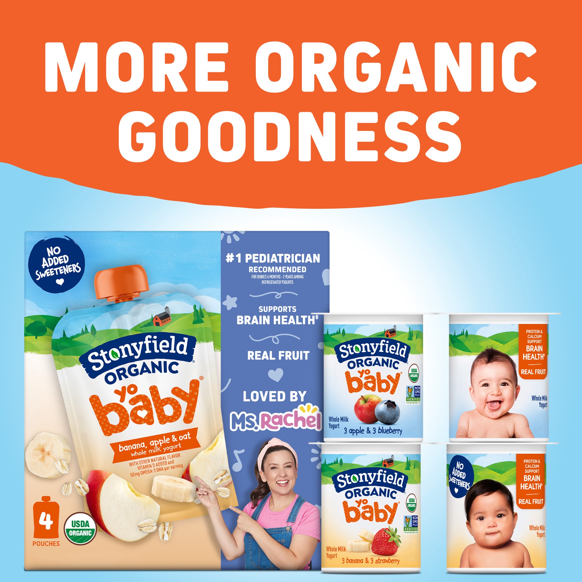 slide 4 of 6, Stonyfield Organic YoBaby 6+ Months Whole Milk Apple & Blueberry Yogurt 6 - 4 oz Cups, 6 ct