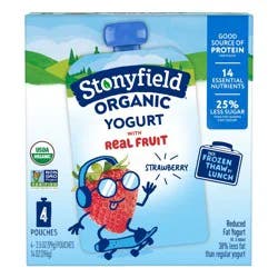 Stonyfield Organic Kids Reduced Fat Yogurt Pouches, Strawberry
