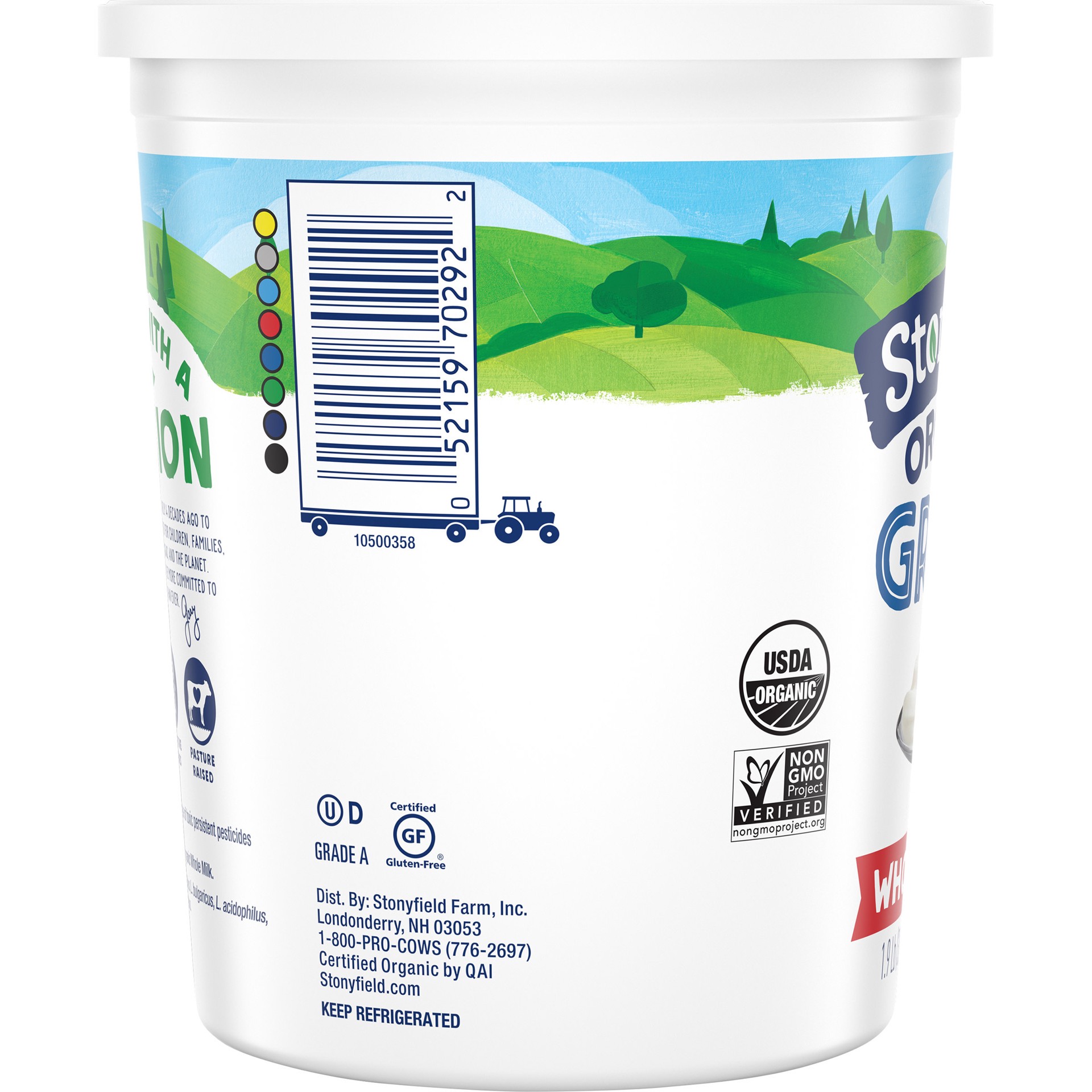 slide 4 of 6, Stonyfield Greek Organic Whole Milk Plain Yogurt 850 g, 30 oz