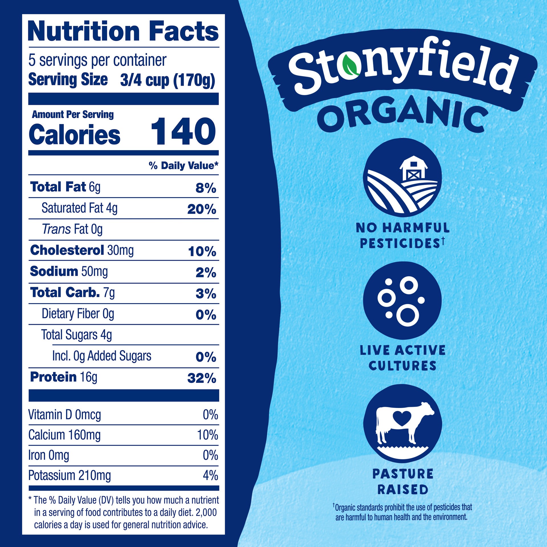 slide 6 of 6, Stonyfield Greek Organic Whole Milk Plain Yogurt 850 g, 30 oz