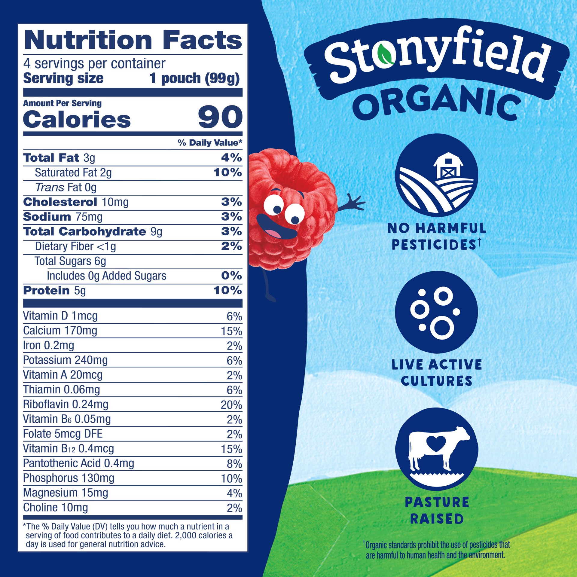 slide 2 of 6, Stonyfield Organic® Kids Zero Sugar Cherry Berry Pear Yogurt Pouches, 4 ct; 3.5 oz