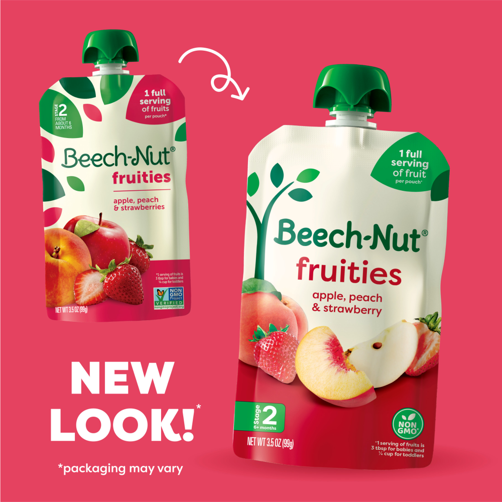 slide 2 of 6, Beech-Nut Fruities Stage 2 (6+ months) Apple Peach & Strawberry 3.5 oz, 3.5 oz