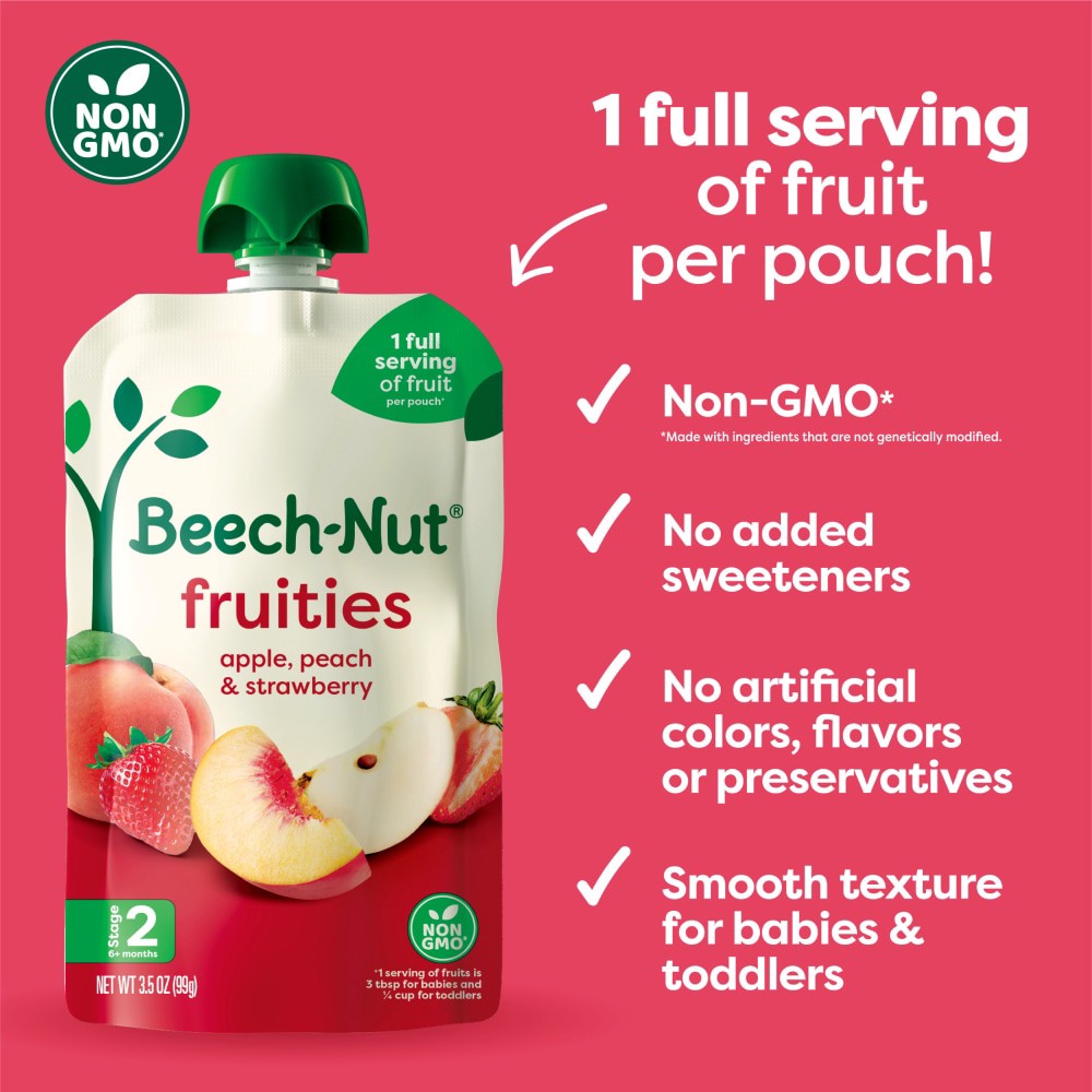 slide 6 of 6, Beech-Nut Fruities Stage 2 (6+ months) Apple Peach & Strawberry 3.5 oz, 3.5 oz