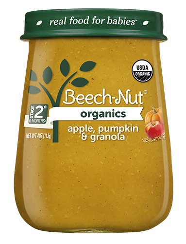 slide 2 of 7, Beech-Nut Organics Stage 2 Organic Baby Food, Apple Pumpkin & Granola, 4 oz Jar, 4 oz