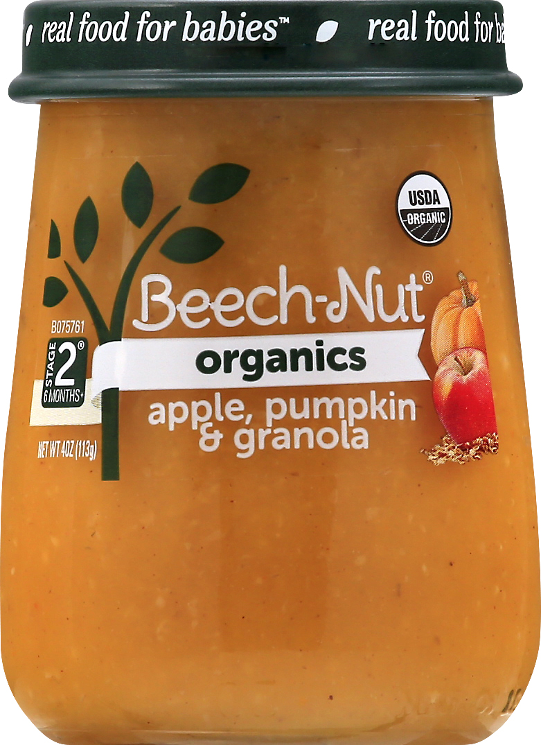 slide 3 of 7, Beech-Nut Organics Stage 2 Organic Baby Food, Apple Pumpkin & Granola, 4 oz Jar, 4 oz