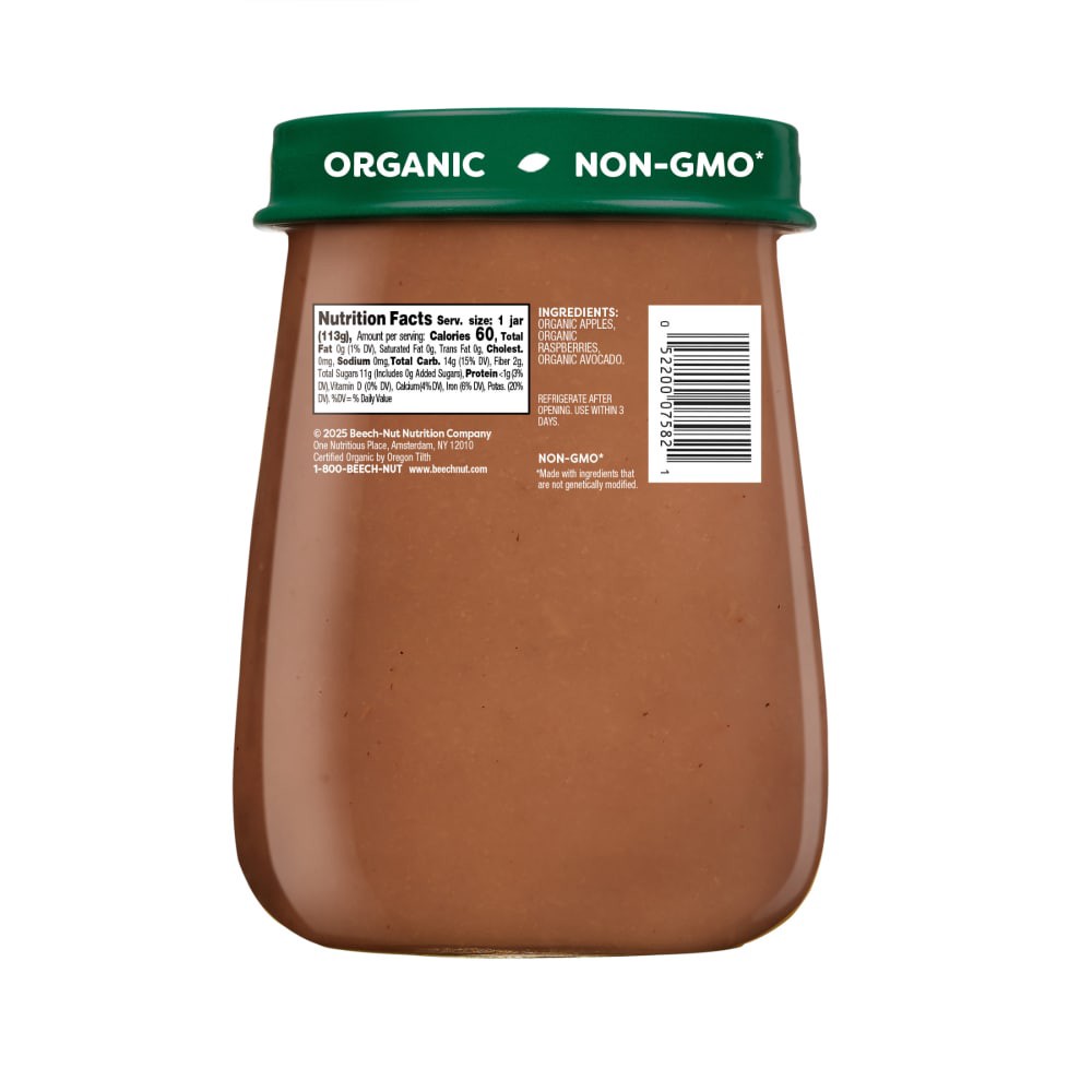slide 3 of 6, Beech-Nut Organics Stage 2 (6+ months) Apple Raspberry & Avocado 4 oz, 4 oz