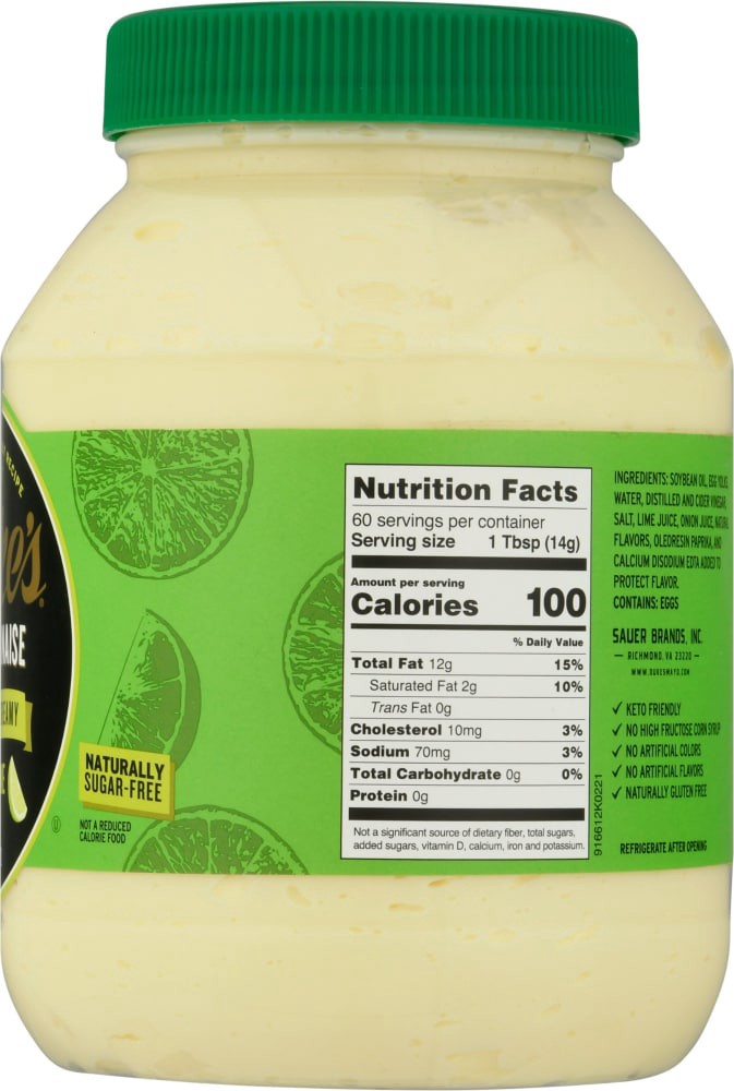 slide 7 of 7, Duke's Hint of Lime Mayonnaise 30 fl oz, 30 fl oz