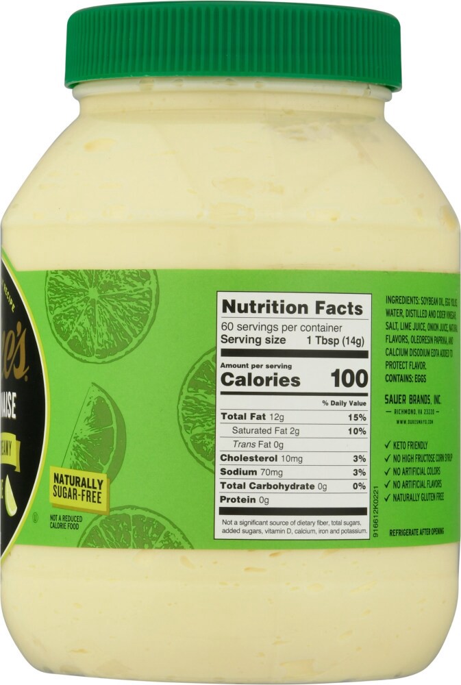 slide 3 of 7, Duke's Hint of Lime Mayonnaise 30 fl oz, 30 fl oz