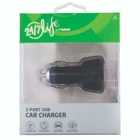 slide 2 of 2, 24/7 Life 2-Port Car Charger, 1 ct