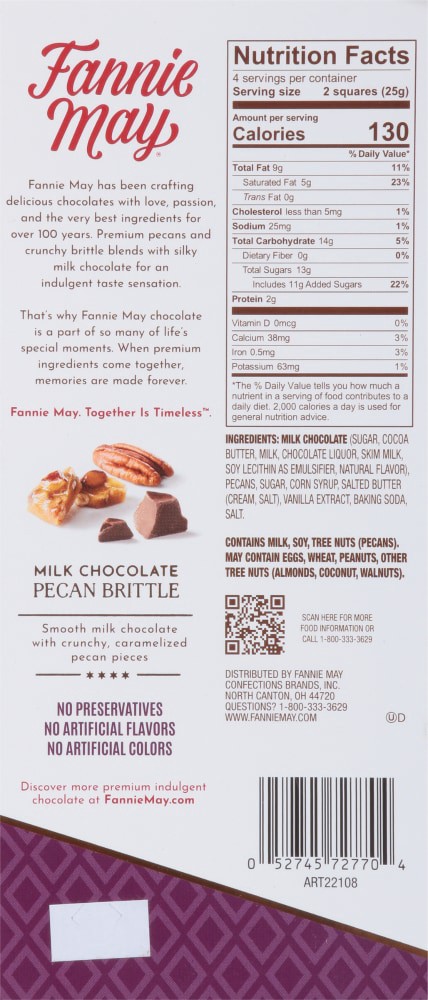 slide 2 of 6, Fannie May Pecan Brittle Milk Chocolate - 3.5 oz, 3.5 oz