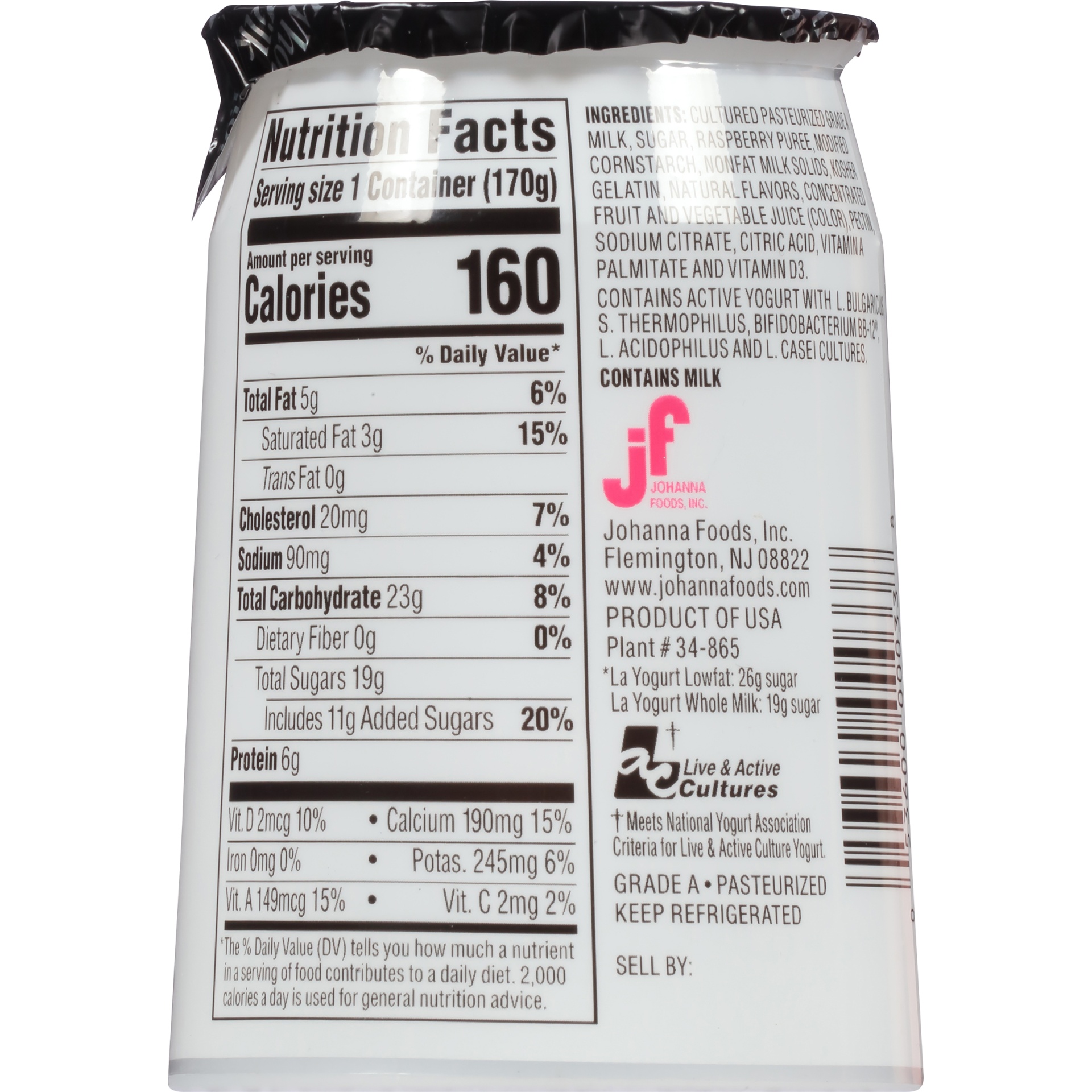 slide 4 of 6, La Yogurt Probiotic Raspberry Blended Whole Milk Yogurt, 6 oz