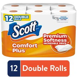 Scott ComfortPlus Toilet Paper, 12 Double Rolls, 231 Sheets per Roll, Septic-Safe, 1-Ply Toilet Tissue