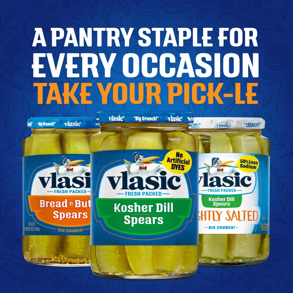 slide 6 of 6, Vlasic Kosher Dill Pickle Spears, 24 oz