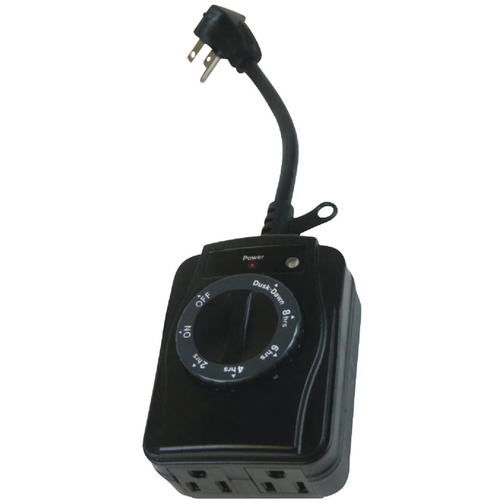 slide 3 of 4, Prime Outdoor Thumbdial Countdown Timer 2 Outlet Cord, 6 in