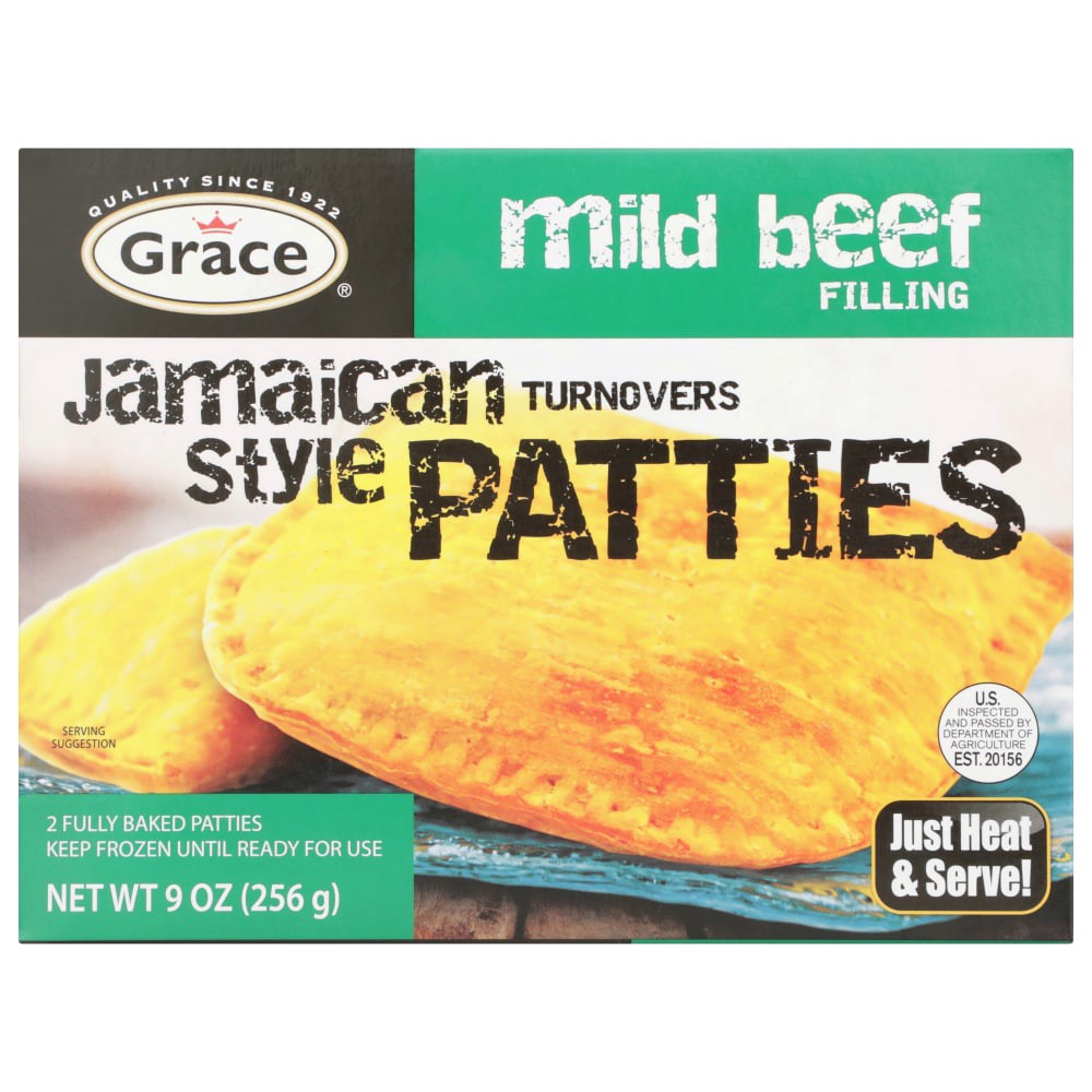 slide 2 of 3, Grace Mild Beef Jamaican Style Patties, 2 ct; 9 oz