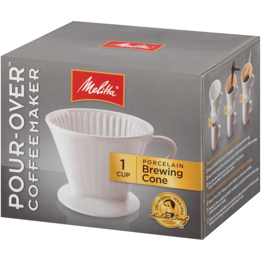 slide 3 of 6, Melitta 1 Cup Porcelain Pour-Over Brewing Cone - 1 cup, 1 ct