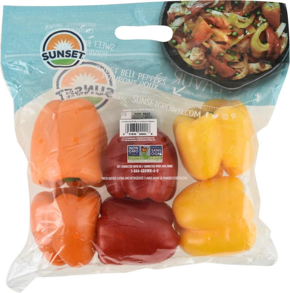 slide 2 of 2, SUNSET Sweet Bell Peppers 6 Each, 6 ct