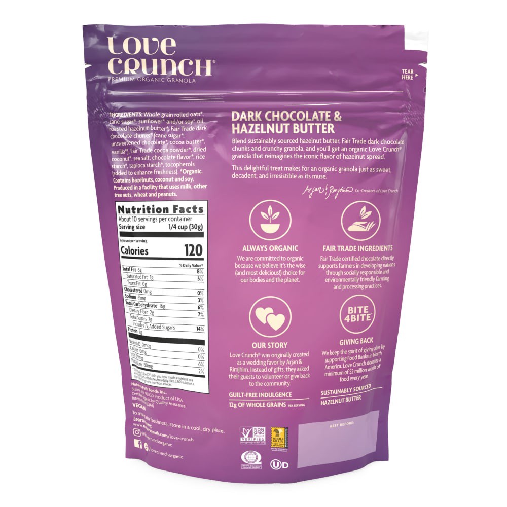 slide 3 of 4, Nature's Path Organic Love Crunch Organic Dark Chocolate & Hazelnut Butter Granola 10.6oz Pouch, 10.6 oz
