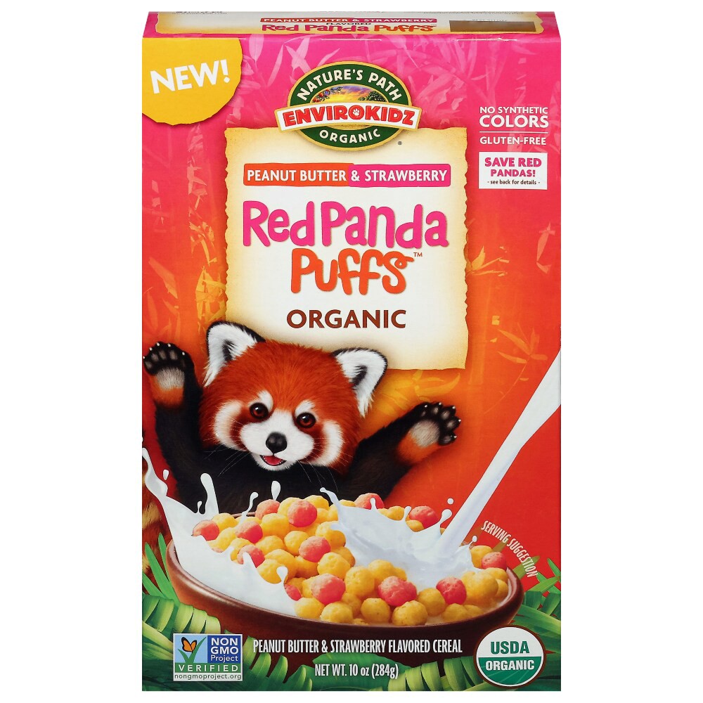 slide 2 of 6, Nature's Path Envirokidz Organic Red Panda Puffs Peanut Butter & Strawberry Cereal, 10 oz