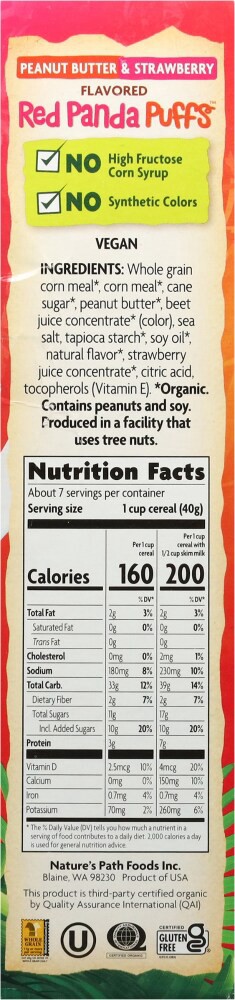 slide 3 of 6, Nature's Path Envirokidz Organic Red Panda Puffs Peanut Butter & Strawberry Cereal, 10 oz