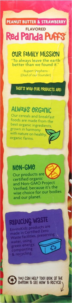 slide 5 of 6, Nature's Path Envirokidz Organic Red Panda Puffs Peanut Butter & Strawberry Cereal, 10 oz
