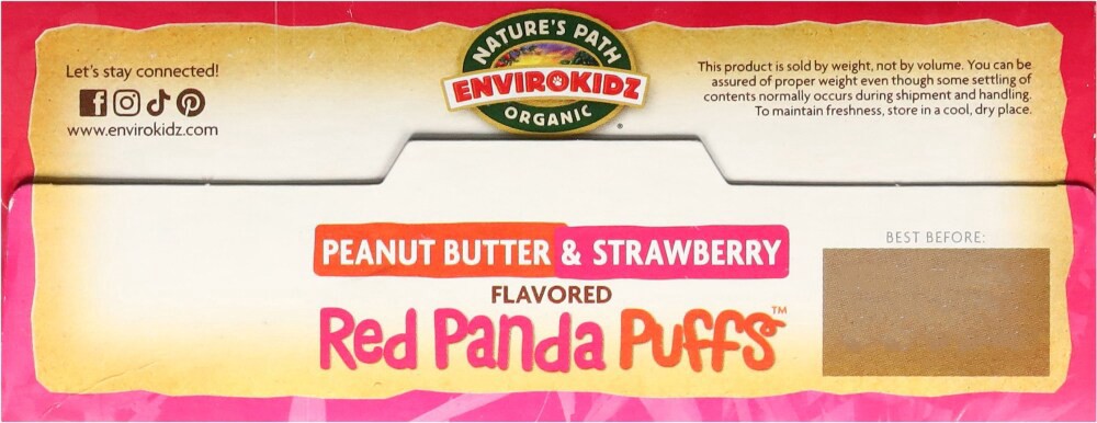 slide 4 of 6, Nature's Path Envirokidz Organic Red Panda Puffs Peanut Butter & Strawberry Cereal, 10 oz