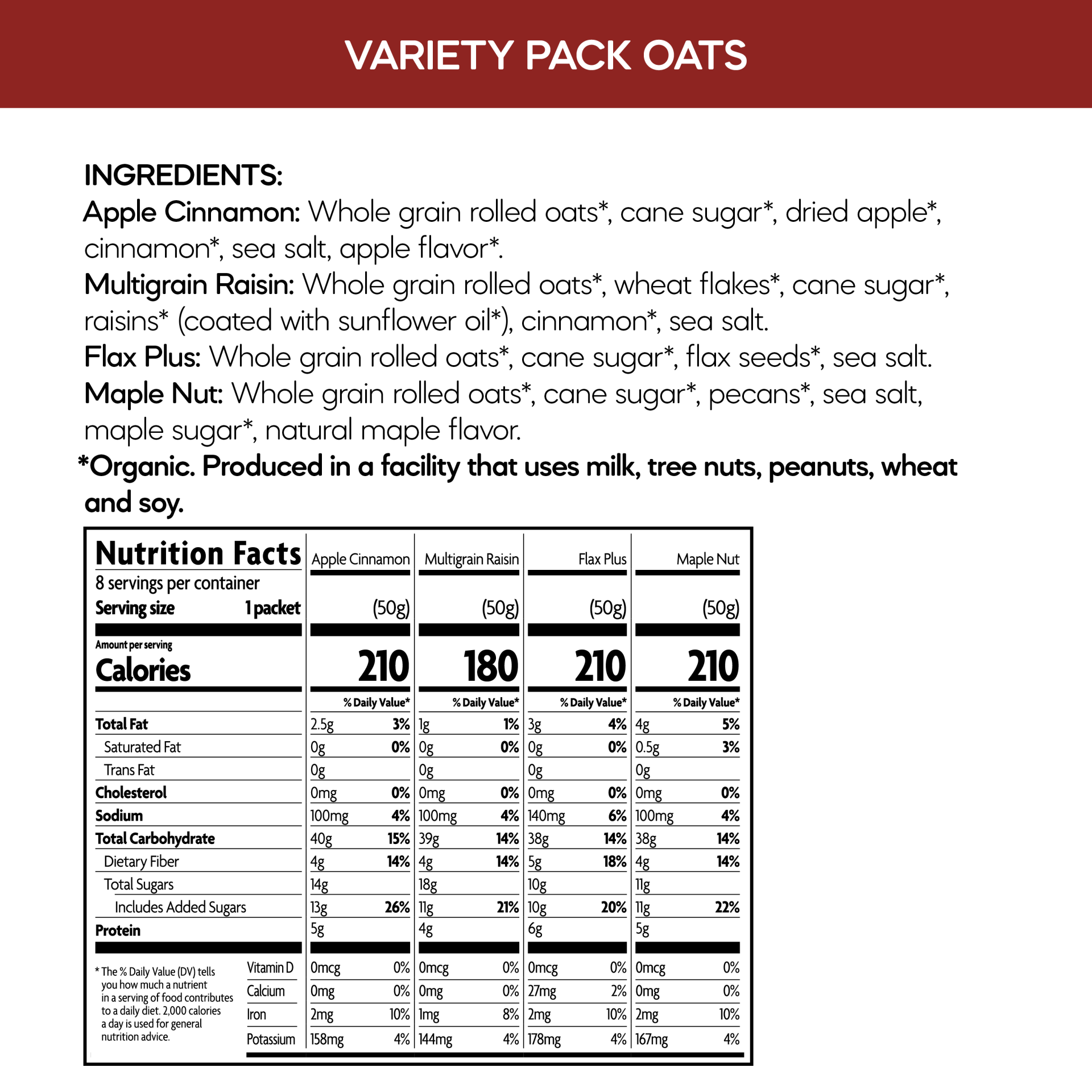 slide 6 of 6, Nature's Path Organic Variety Oatmeal 14oz Box, 8 ct