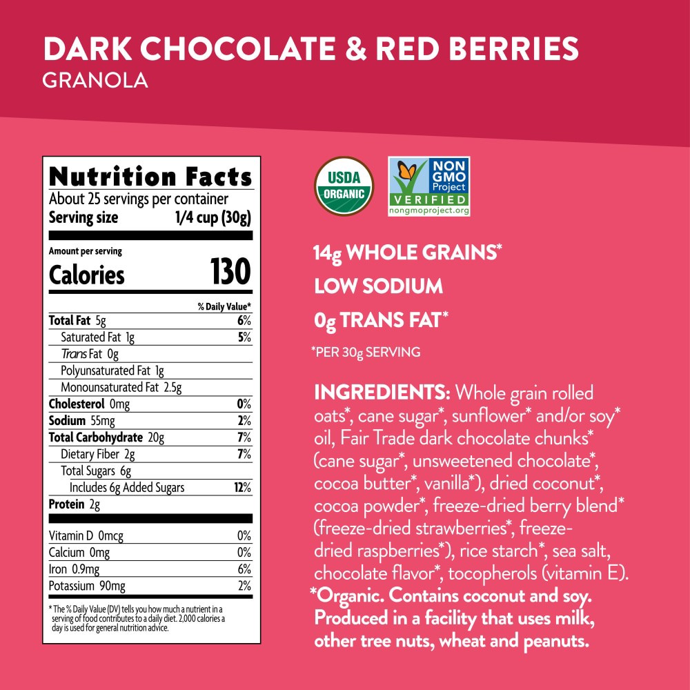 slide 6 of 6, Nature's Path Organic Love Crunch Organic Dark Chocolate & Red Berries Granola 26.4oz Pouch, 26.4 oz