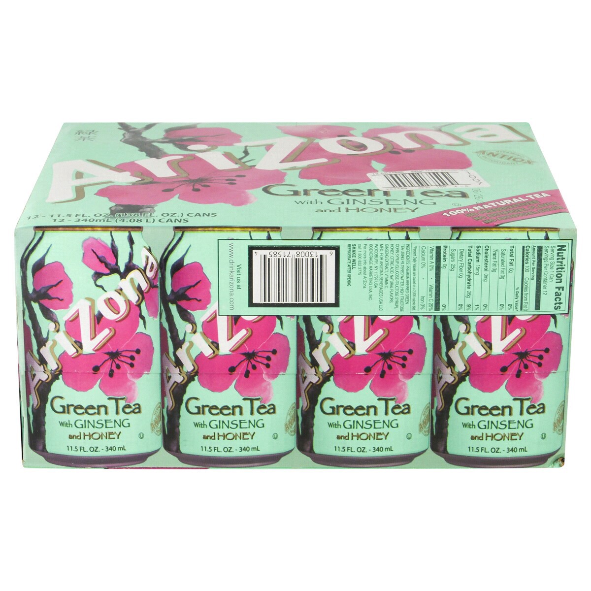slide 6 of 6, AriZona Green Tea With Ginseng & Honey - 12 ct; 11.5 oz, 12 ct; 11.5 oz