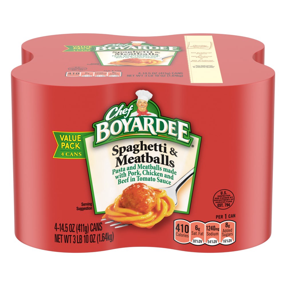 slide 5 of 6, Chef Boyardee Spaghetti & Meatballs Value Pack 4 - 14.5 oz Cans, 4 ct