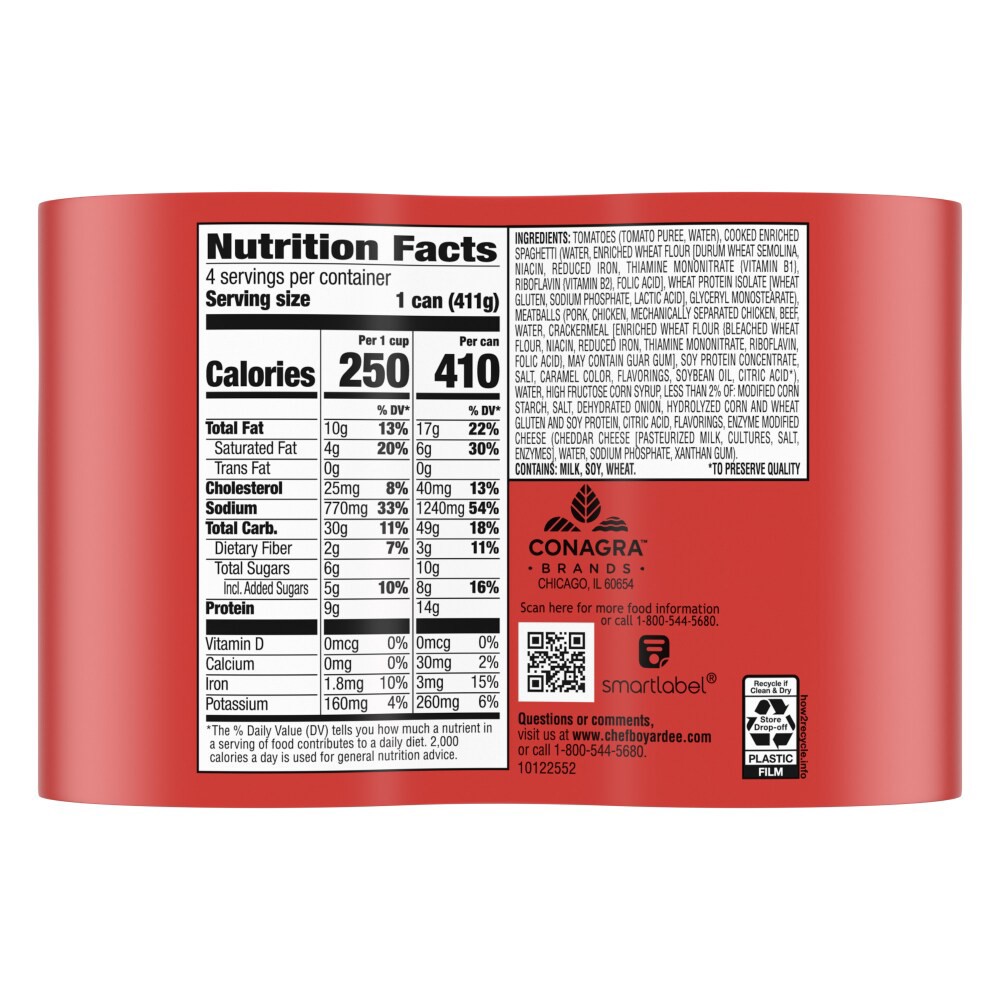 slide 2 of 6, Chef Boyardee Spaghetti & Meatballs Value Pack 4 - 14.5 oz Cans, 4 ct