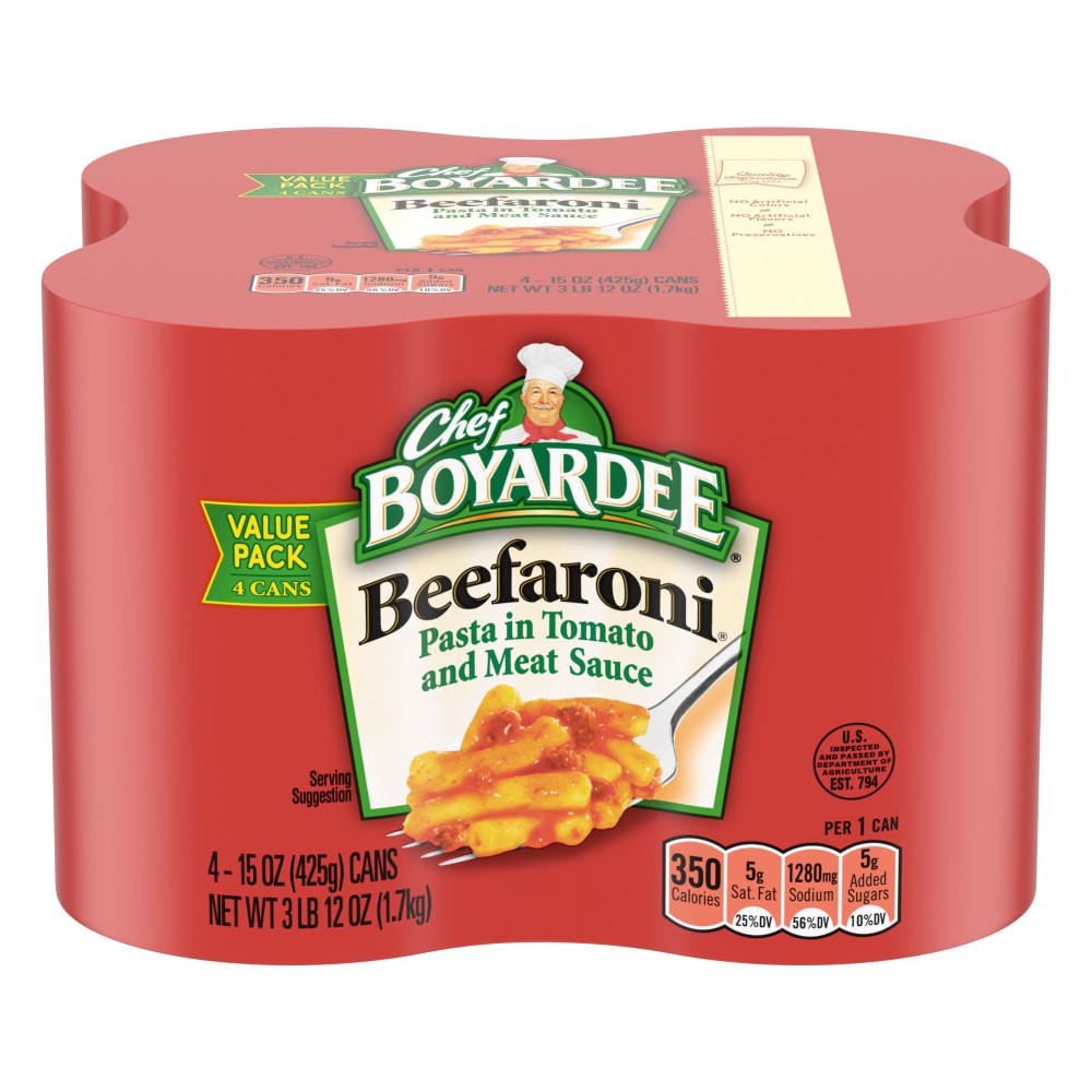 slide 3 of 3, Chef Boyardee Beefaroni Value Pack, 4 ct; 15 oz