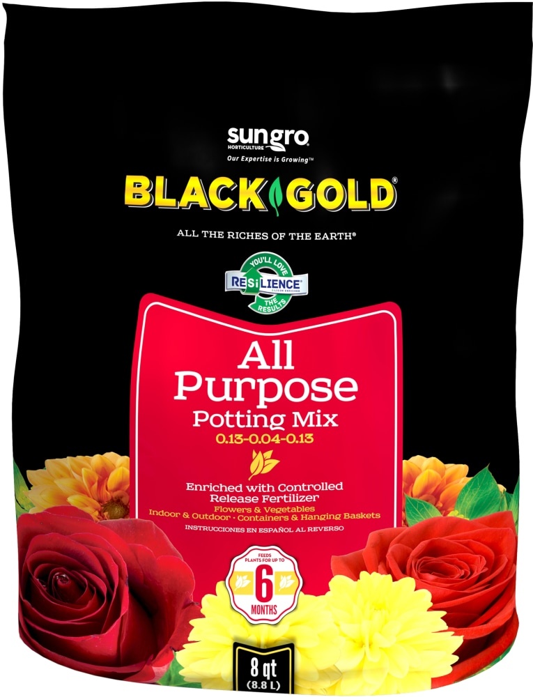 slide 1 of 1, Sungro Black Gold All Purpose Potting Mix, 8 qt