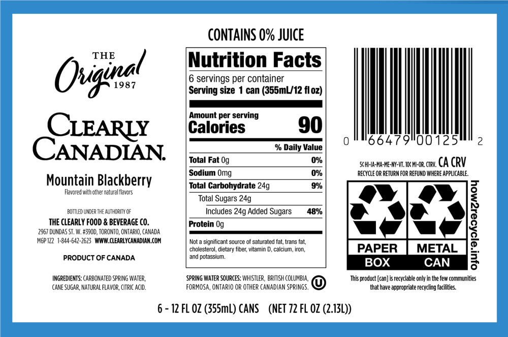 slide 2 of 2, Clearly Canadian Mountain Blackberry - 12 oz, 6 ct; 12 oz