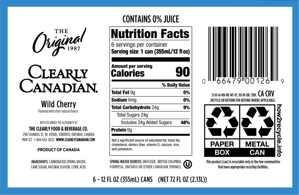 slide 2 of 2, Clearly Canadian Wild Cherry - 12 oz, 6 ct; 12 oz