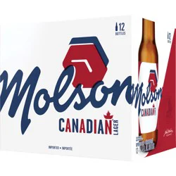 Molson Lager Beer, 12 Pack, 11.5 fl oz Bottles, 5% ABV