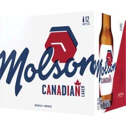 Molson Lager Beer, 12 Pack, 11.5 fl oz Bottles, 5% ABV