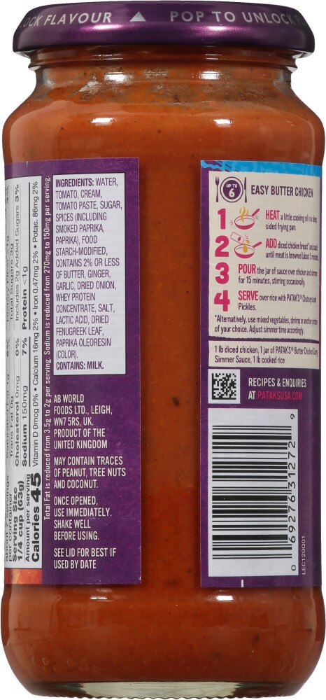 slide 2 of 3, Patak's Mild Butter Chicken Simmer Sauce, 15 oz