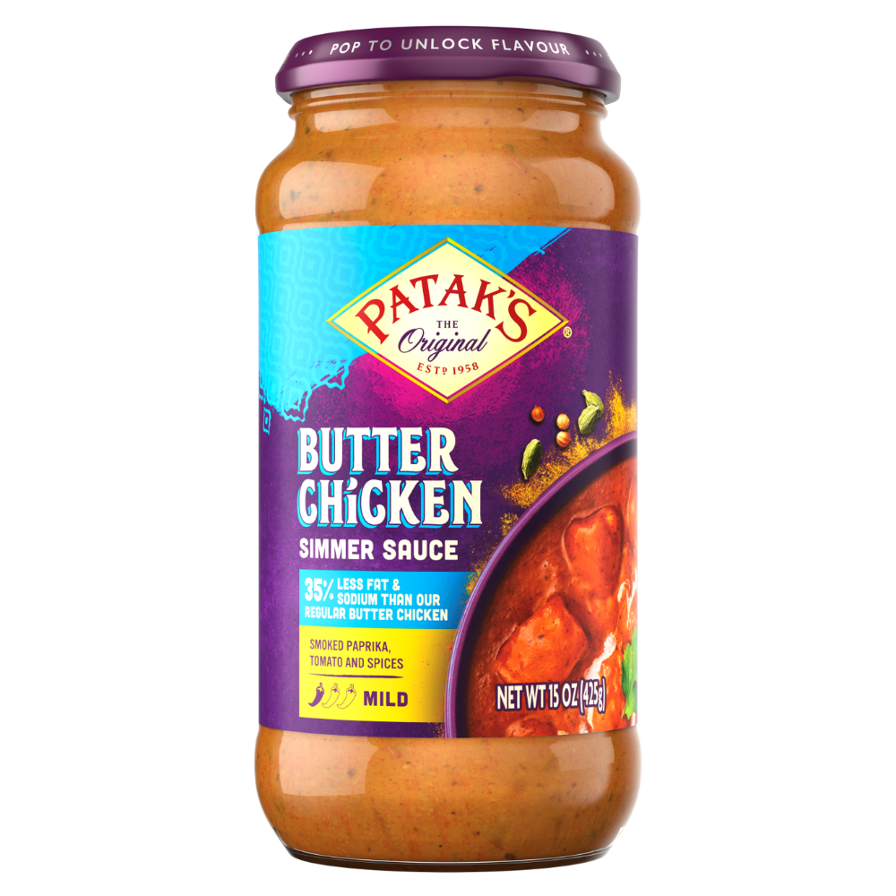slide 3 of 3, Patak's Mild Butter Chicken Simmer Sauce, 15 oz