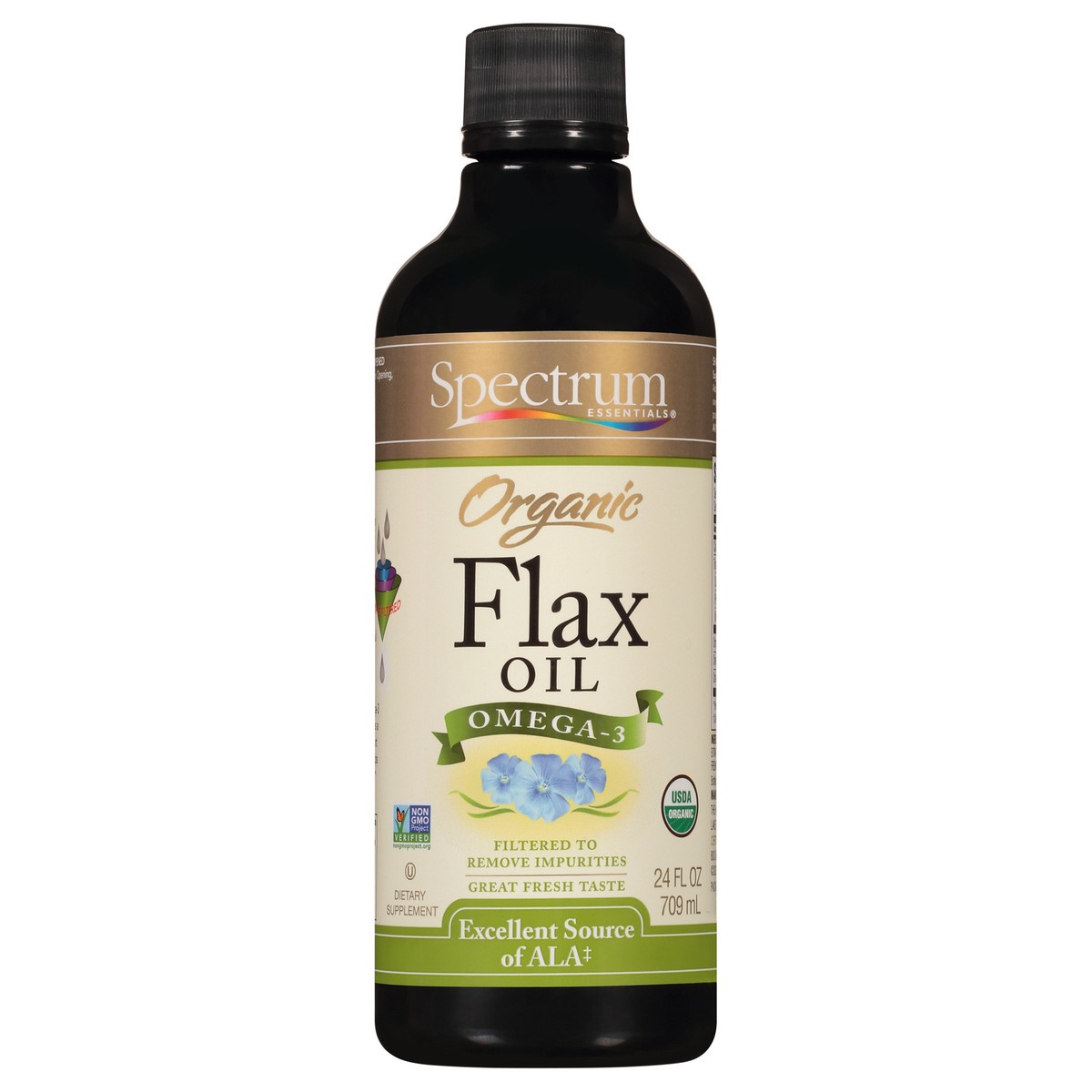 slide 11 of 11, Spectrum Essentials Organic Omega-3 Flax Oil Dietary Supplement 24 fl. oz. Bottle, 24 oz