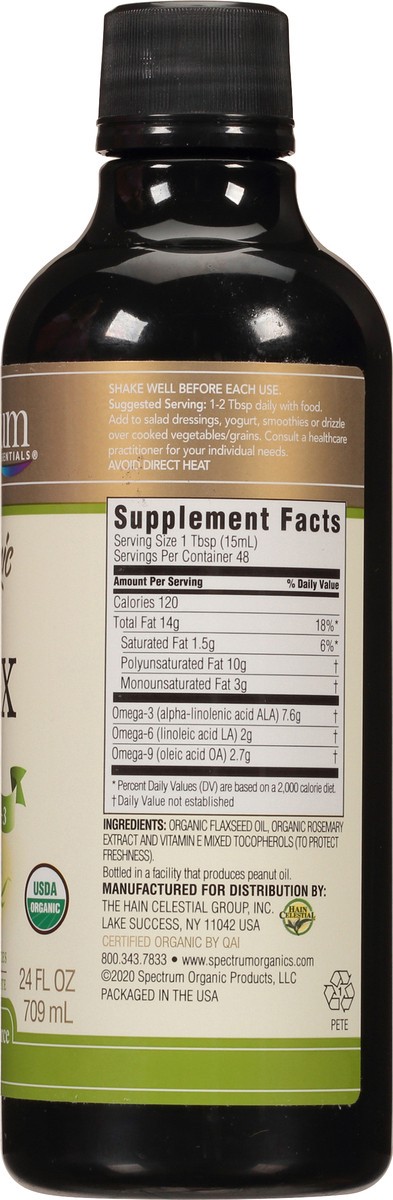 slide 5 of 11, Spectrum Essentials Organic Omega-3 Flax Oil Dietary Supplement 24 fl. oz. Bottle, 24 oz