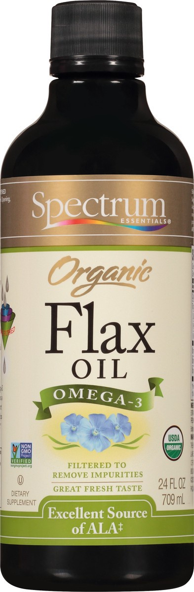 slide 4 of 11, Spectrum Essentials Organic Omega-3 Flax Oil Dietary Supplement 24 fl. oz. Bottle, 24 oz