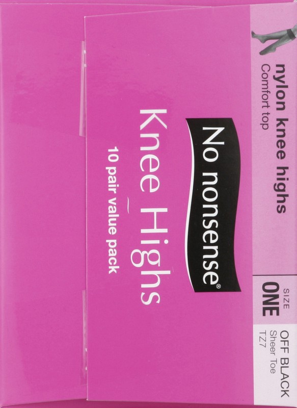 slide 2 of 2, No Nonsense Knee Highs, Nylon, Sheer Toe, Size One, Off Black, 10 ct