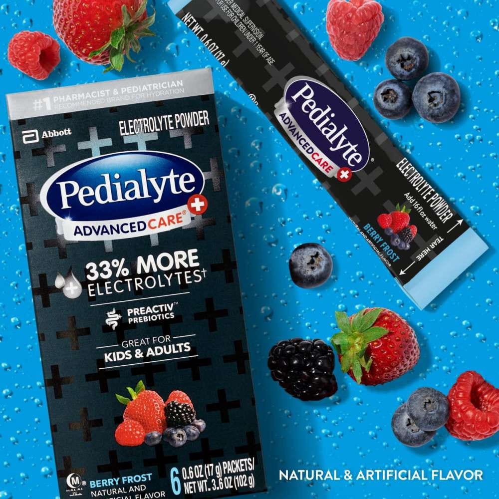 slide 4 of 6, Pedialyte AdvancedCare Plus Berry Frost Electrolyte Powder 6 - 0.6 oz Packets, 6 ct