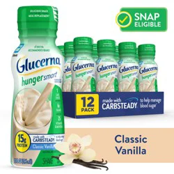 Glucerna Hunger Smart 12 Pack Classic Vanilla Shake Value Size 12 - 10 fl oz Bottles - 12 ct