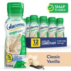 Glucerna Hunger Smart 12 Pack Classic Vanilla Shake Value Size 12 - 10 fl oz Bottles - 12 ct