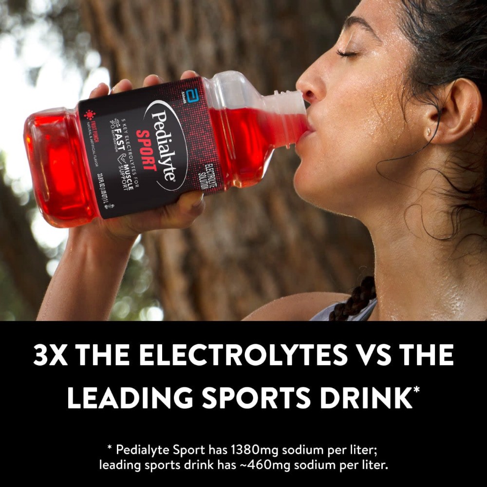 slide 6 of 6, Pedialyte Sport Electrolyte Solution Fruit Punch Ready-to-Drink 33.8 fl oz Bottle, 33.8 fl oz