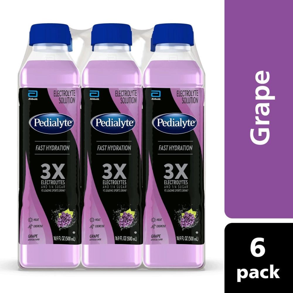 slide 4 of 6, Pedialyte Advanced Rehydration Grape Flavored Electrolyte Solution - 6 ct; 16.9 fl oz, 6 ct; 16.9 fl oz